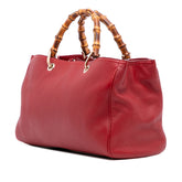 Medium Calfskin Bamboo Shopper Satchel